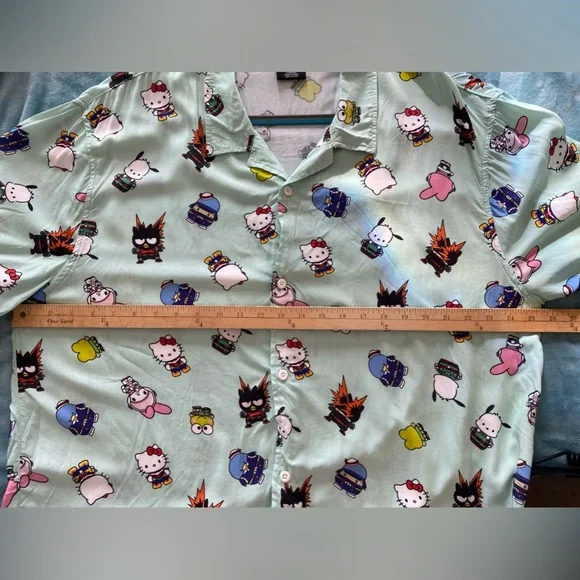 My Hero Academia Hello Kitty Button Up Shirt Short Sleeve XL - Picture 5 of 8